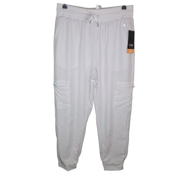 Cali Sport Nwt White Activewear Cargo Jogger Pants Size Large - Picture 1 of 7